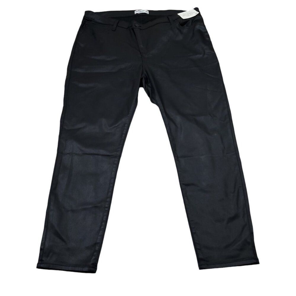 Abercrombie Super Skinny Ankle High Rise Coated Black Jeans Plus Size 36 22